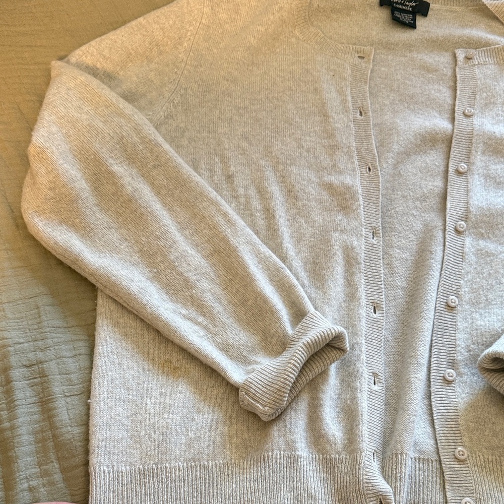 Lord & Taylor Soft Gray Button-Up Cardigan - Picture 3 of 6